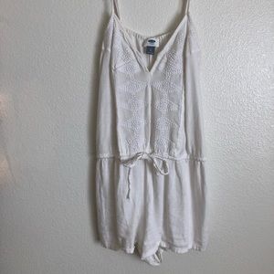White canvas romper